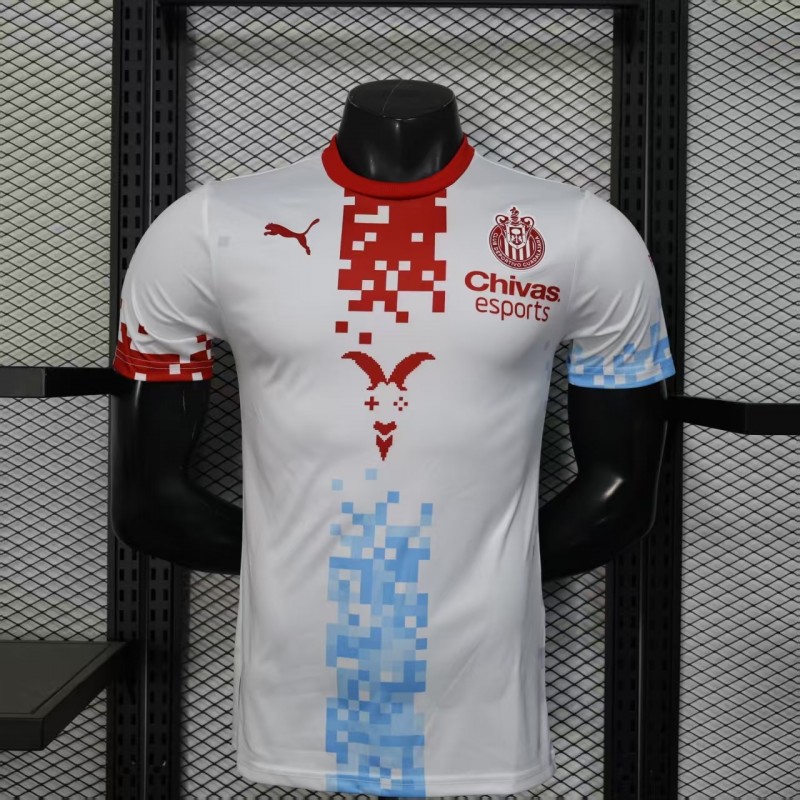 Player Version 25/26 Chivas Guadalajara Esports Third White with Pixel Art Pattern Jersey