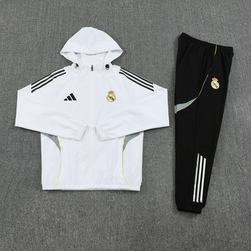25/26 Real Madrid White Full zipper Jacket Tracksuit+ long pants