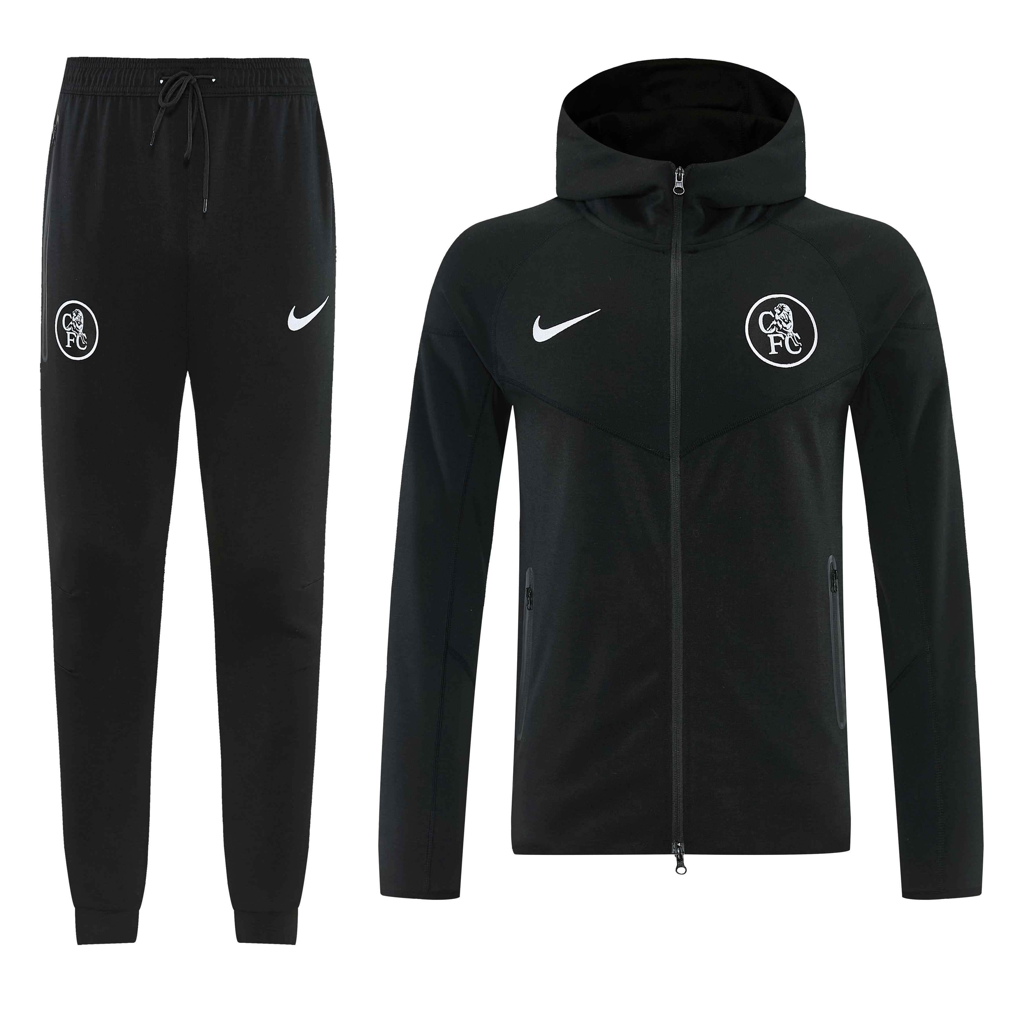 25/26 Chelsea Black Full Zipper Hoodie Windbreaker + Long Pants