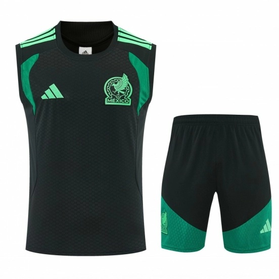 26/27  Mexico Black Sleeveless Training Vest +Shorts Set