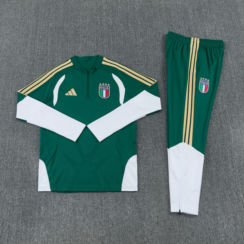 26/27 Italy Green Half Zipper Jacket Tracksuit + Long Pants