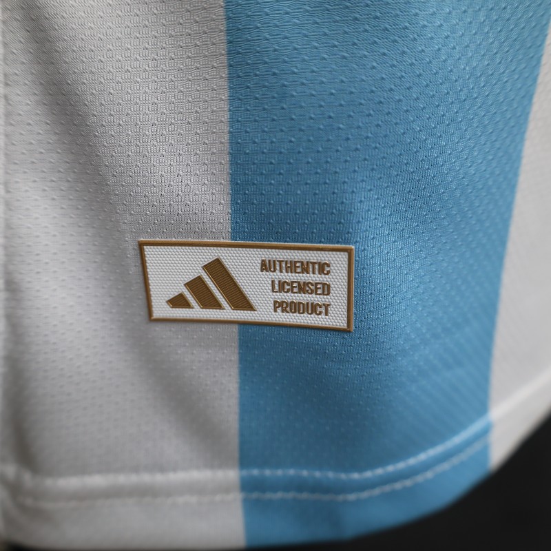 Player Version 2027 Argentina Home White & Light Blue Stripes with FIFA World Cup Champion Badge Jersey