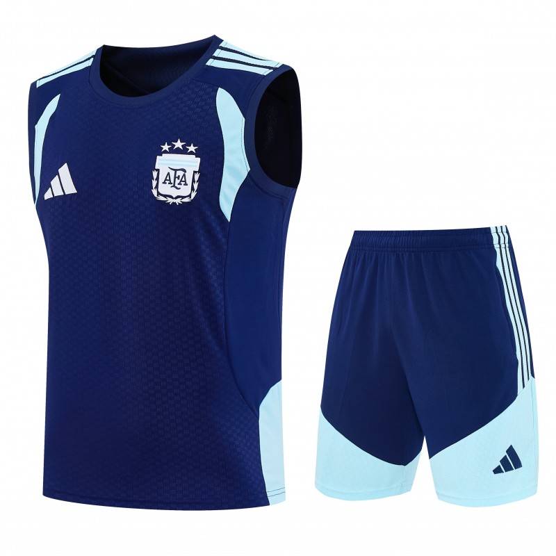 26/27 Argentina Navy Blue Sleeveless Training Vest +Soccer Shorts