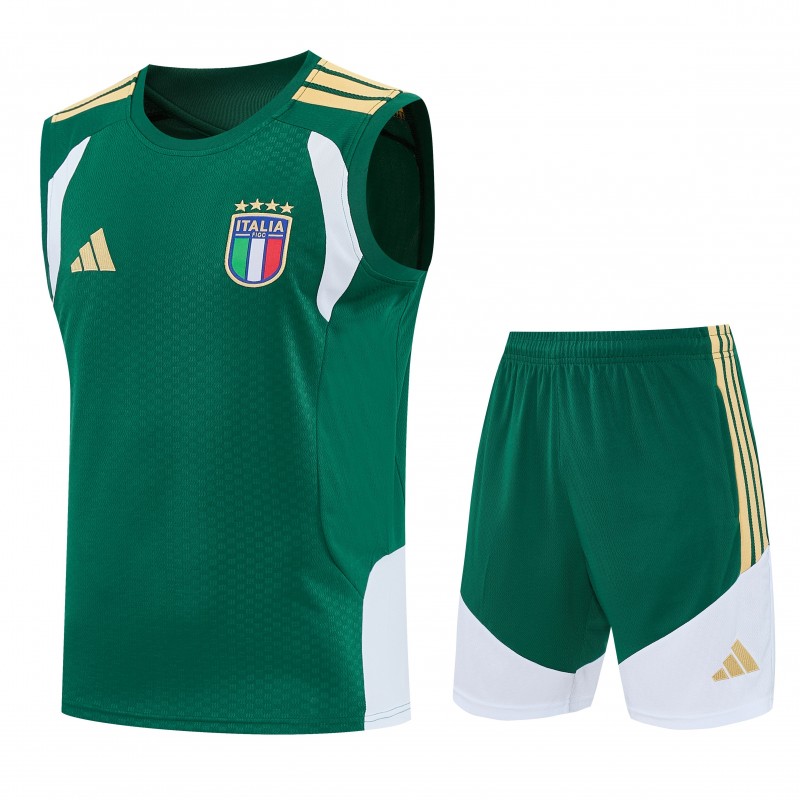 26/27 Italy Green Sleeveless Training Vest +Soccer Shorts