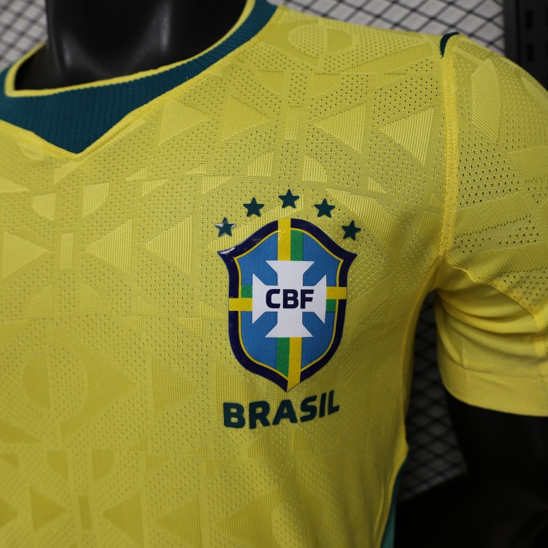 Player Version 2026 Brazil Yellow  Geometric Pattern Home Jersey