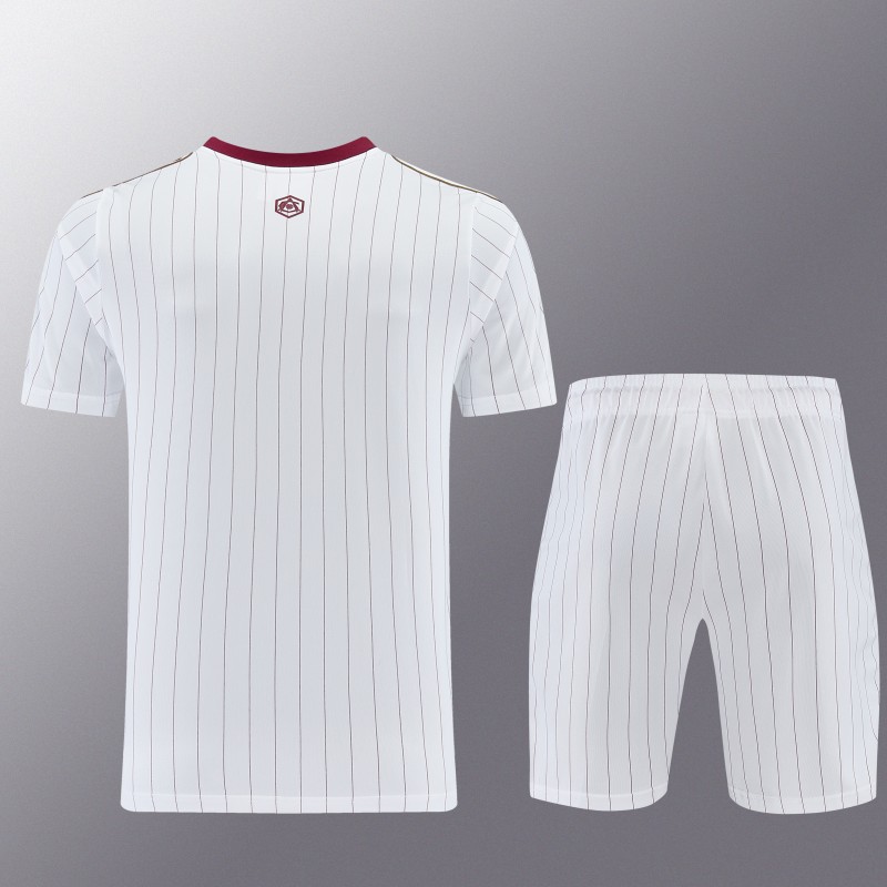26/27 Arsenal  White Pinstripe Short Sleeve+Soccer Shorts