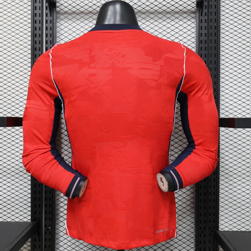 Player Version 26/27 England Away Red Long Sleeve Jersey
