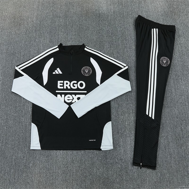2026 Inter Miami CF Black & White Half Zipper Jacket Tracksuit + Long Pants