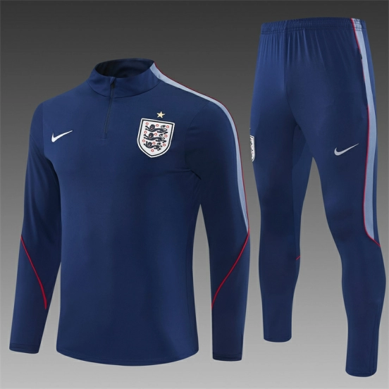 2026 England Navy Blue  Half Zipper Jacket Tracksuit + Long Pants (Nike)
