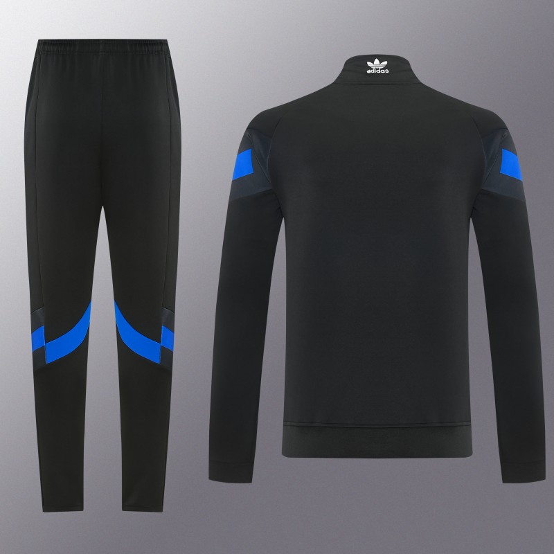 2026/27 Adidas Originals Black & Royal Blue Full Zipper Jacket Tracksuit + Long Pants