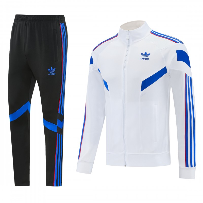 2026/27 Adidas Originals  White Full Zipper Jacket Tracksuit + Navy Blue Long Pants