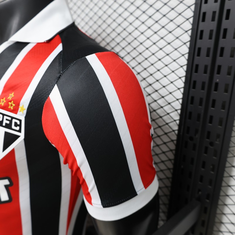 Player Version 26/27 São Paulo FC Away Red & Black Stripe  With White Collar Jersey