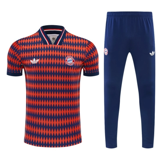 26/27 FC Bayern München Red & Navy Blue  Short Sleeve Tracksuit + Long Pants