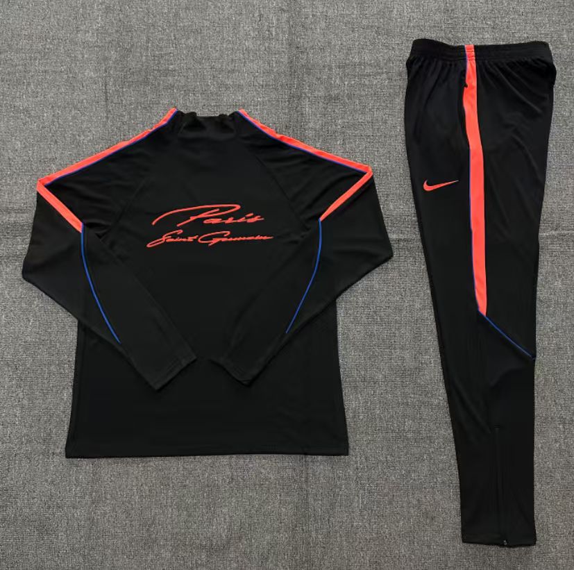 Player Version 26/27 Kids Paris Black Half Zipper Jacket+Long Pants