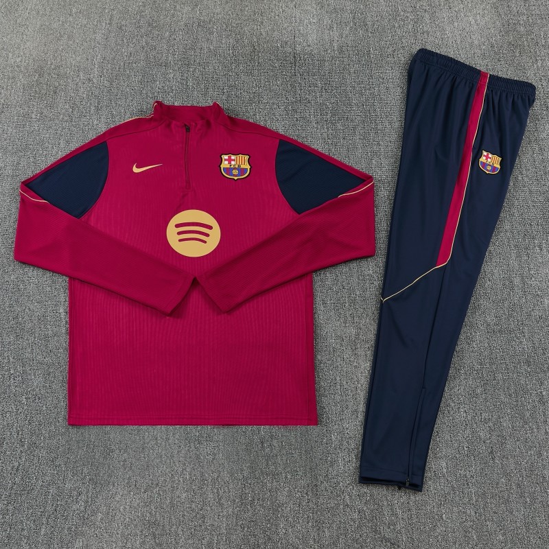 26/27 Barcelona Red & Black Half Zipper Jacket Tracksuit + Long Pants