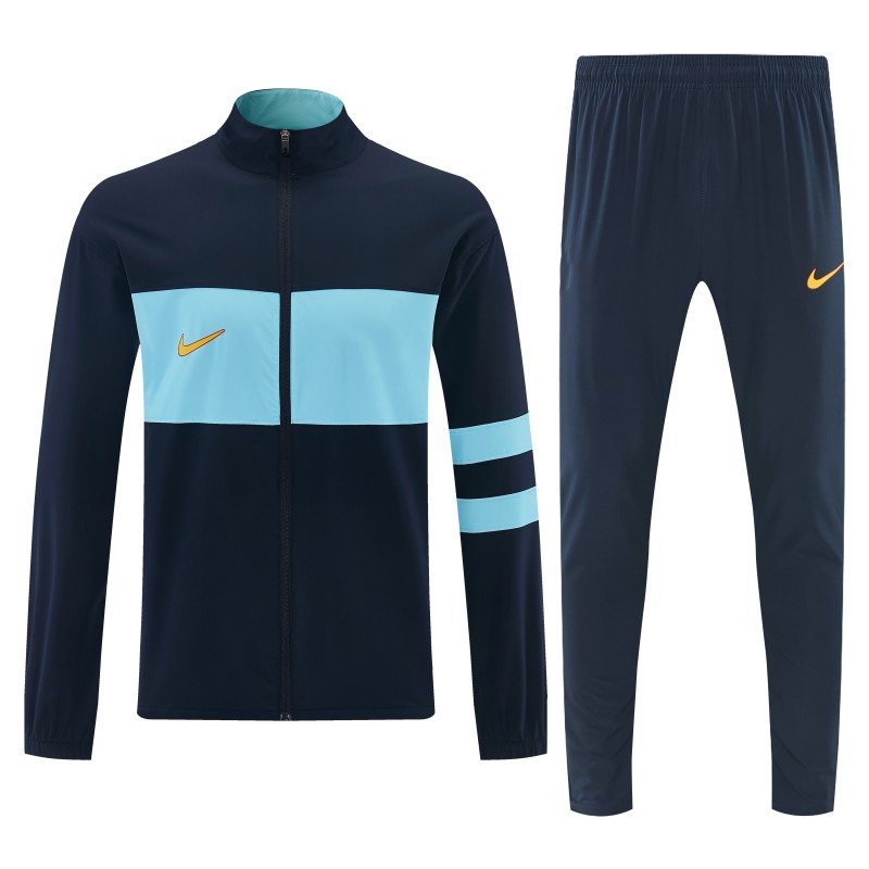 2026 Nike  Navy Blue & Light Blue Full Zipper Jacket Tracksuit + Long Pants