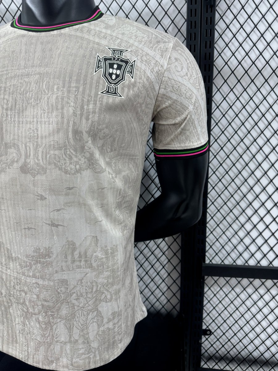 Player Version 2025 Portugal Away White with Subtle Pattern Jersey