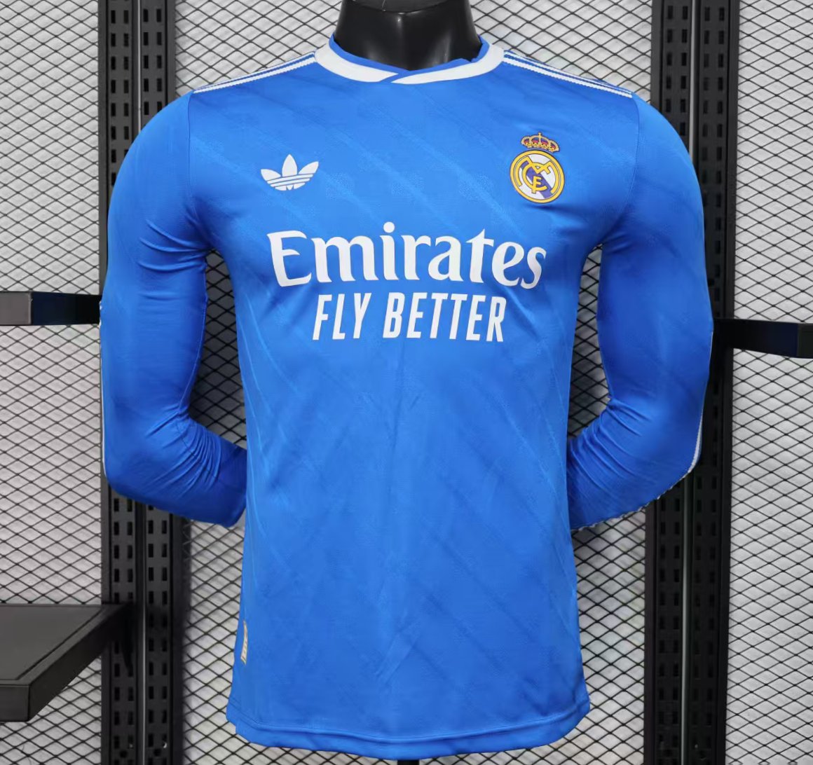 Player Version 25/26 Real Madrid Third Blue Long Sleeve Jersey