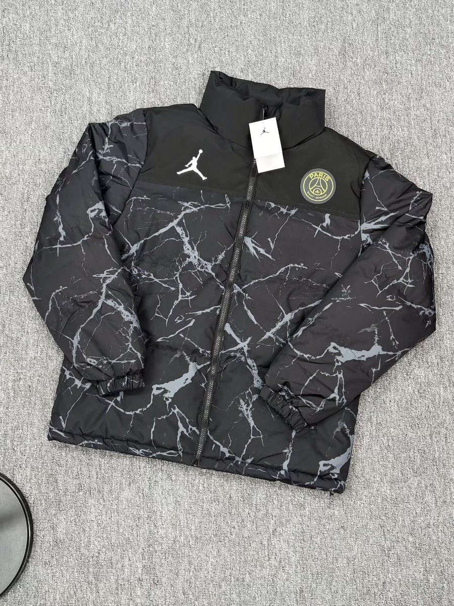 25/26 PSG Black with White Marble Pattern Jordan Jacket