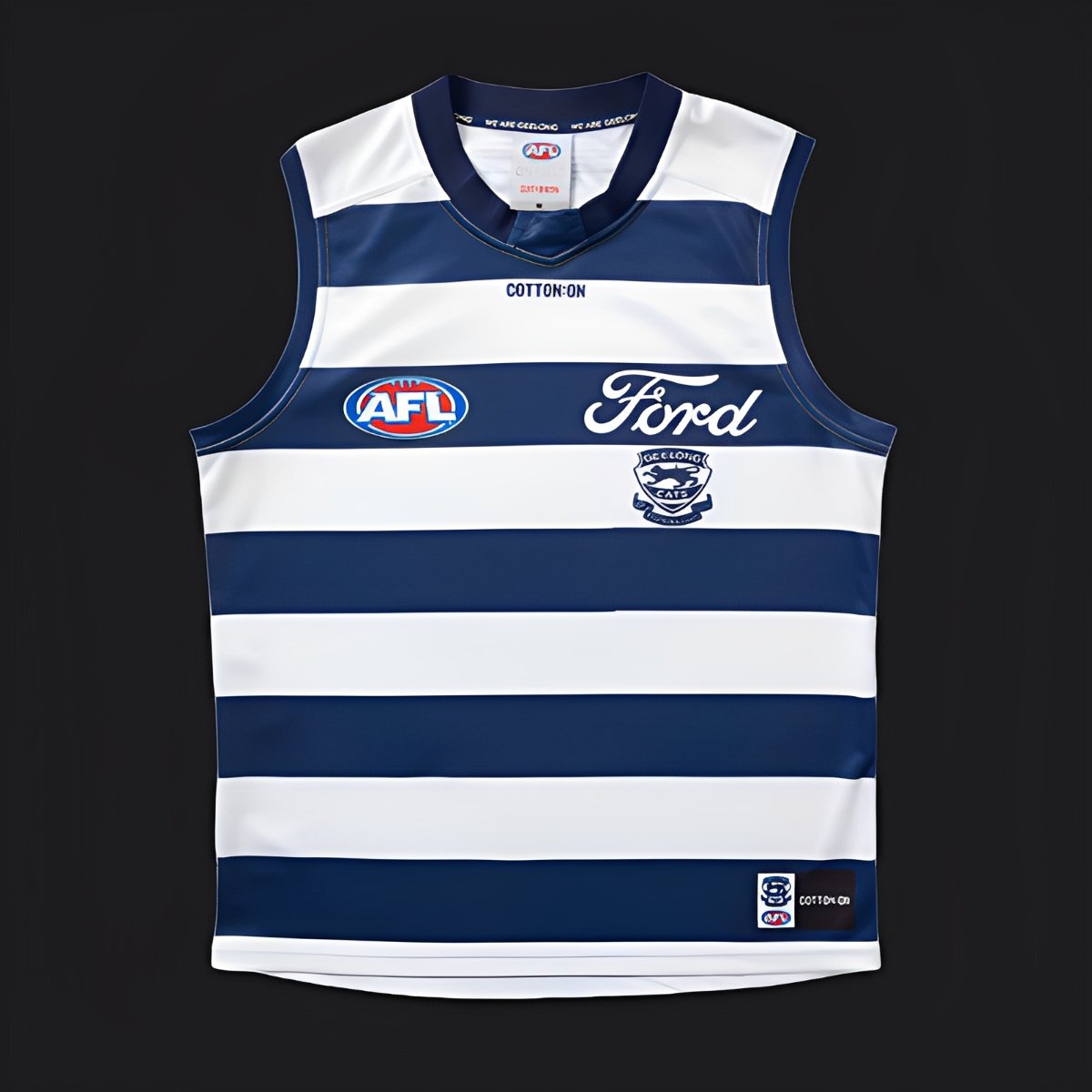25/26 Geelong Cats Navy and White Hooped Jersey