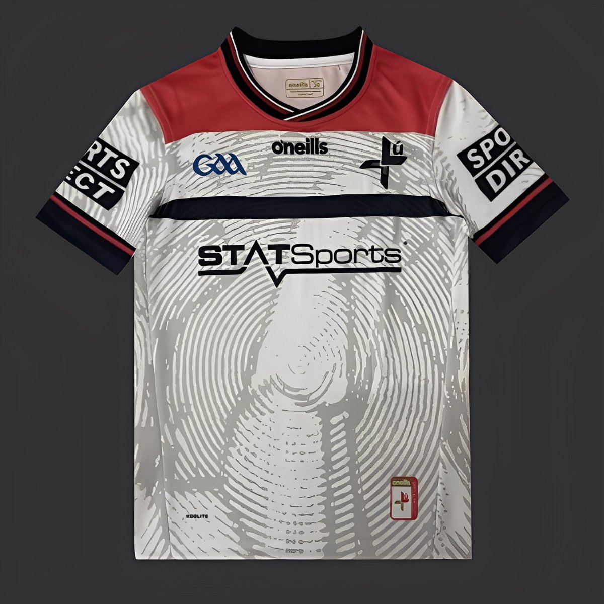 25/26 Kids Kildare GAA White with Red Shoulders and Circular Pattern Jersey