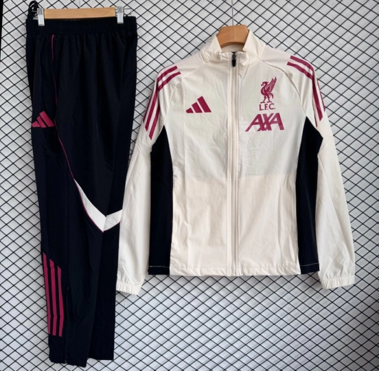 25/26 Liverpool Cream/Red Full Zipper Windbreaker + Long Pants
