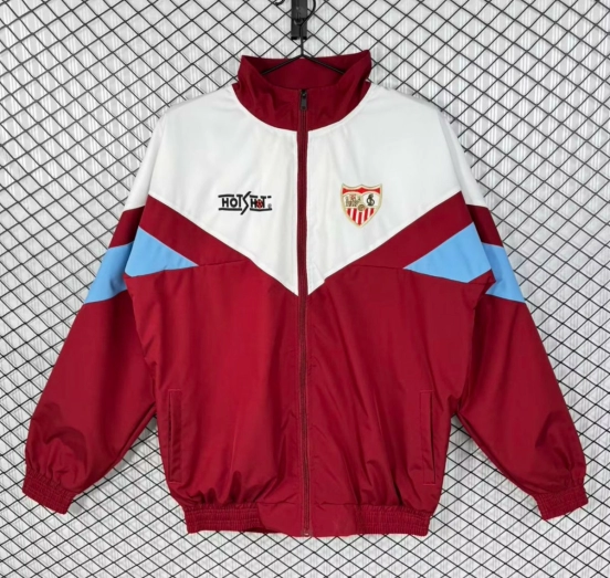 Retro 93/94 Sevilla White/Wine Full Zipper Windbreaker