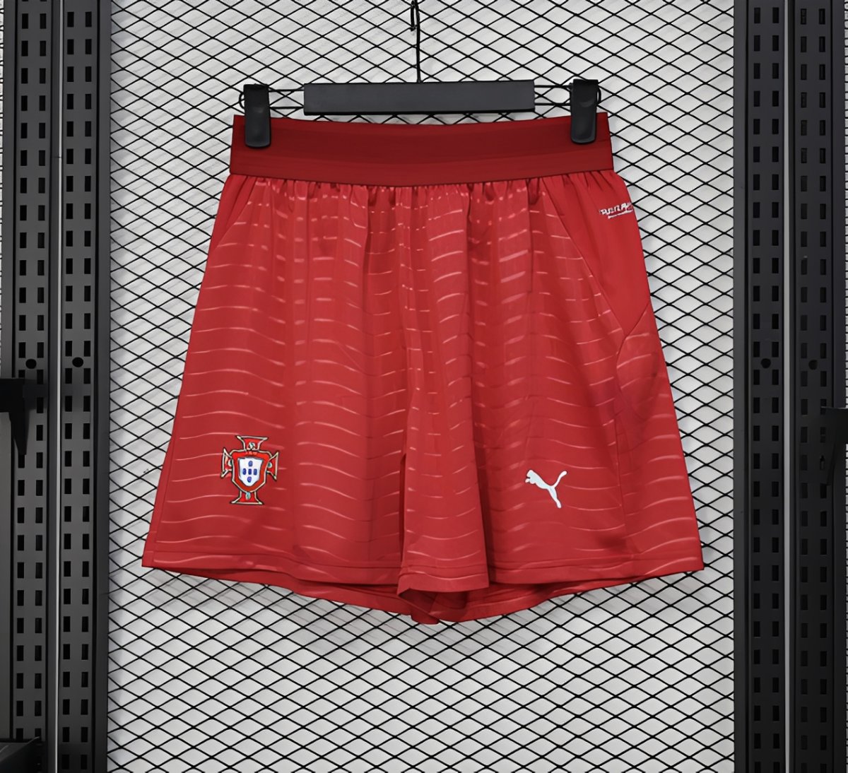 2026 Player Version Portugal Red with Wave Pattern Shorts