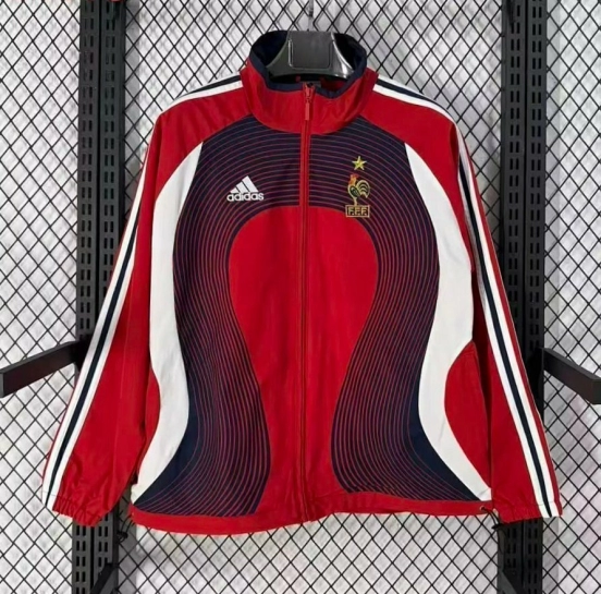 Retro 2006 France Red Full Zipper Windbreaker