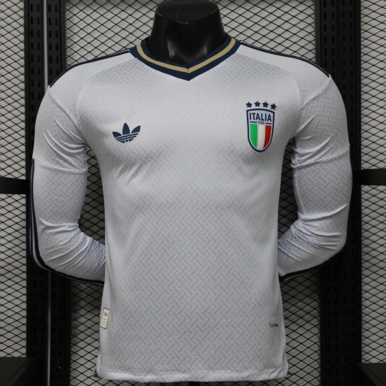 Player Version 2026 Italy Away White  Long Sleeve Jersey