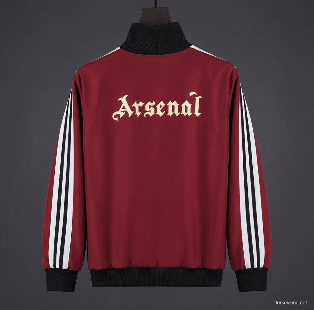 26/27 Arsenal Track Jacket Burgundy Black Full Zipper Windbreaker